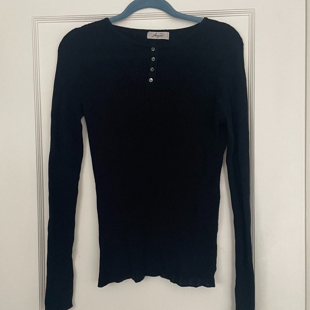 Ichi Antiquites Ribbed Henley Pullover